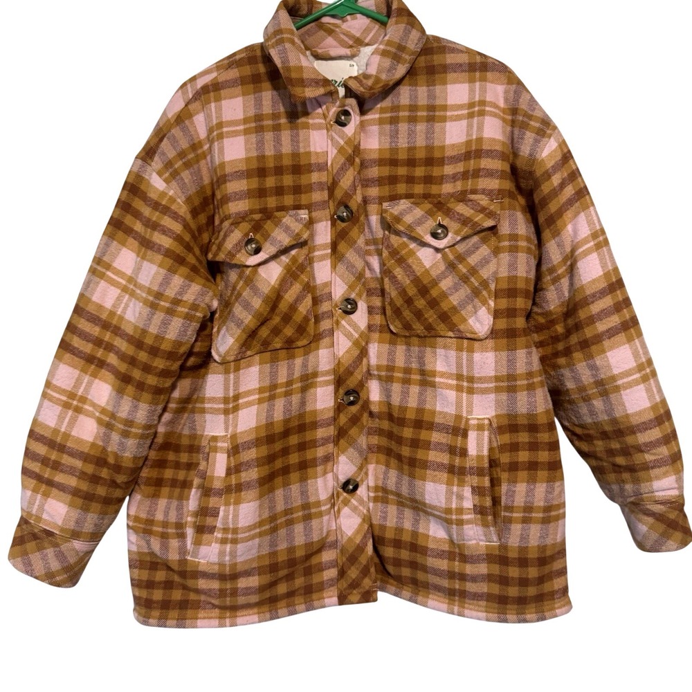 Aerie Oversized Plaid Sherpa Lined Shacket Jacket Women's Small